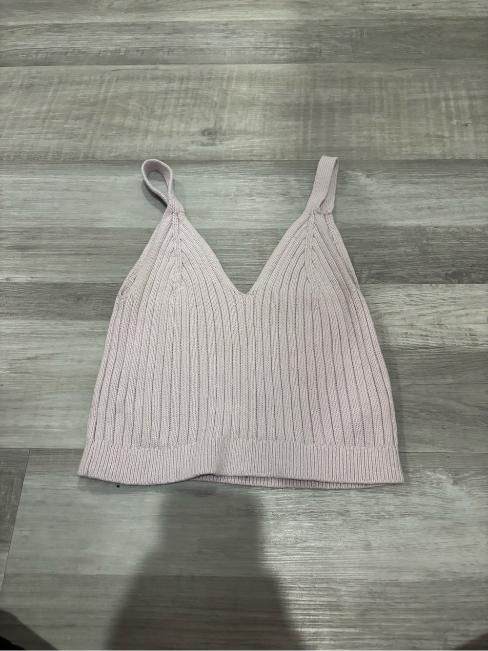 aerie Ribbed V‑Neck Knit Crop Tank in Lavender